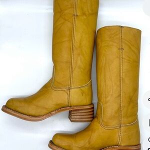 Frye Women's Mustard Leather Heeled Boots
